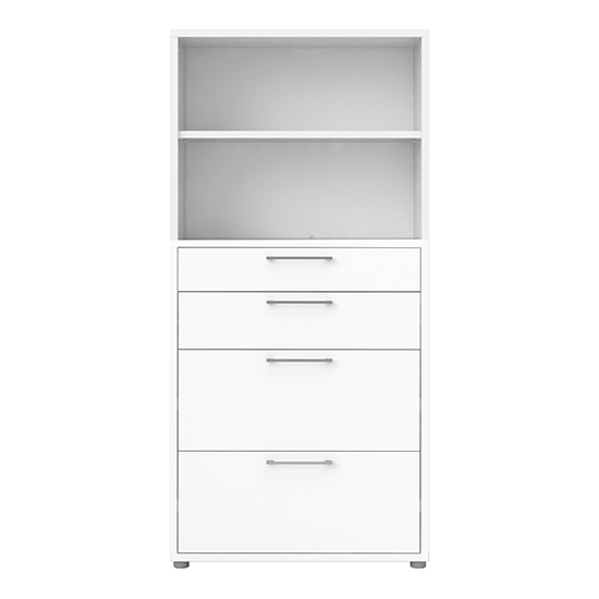 Prax 4 Shelves 2 Drawers Office Storage Cabinet In White_3