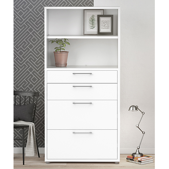 Prax 4 Shelves 2 Drawers Office Storage In White Furniture in