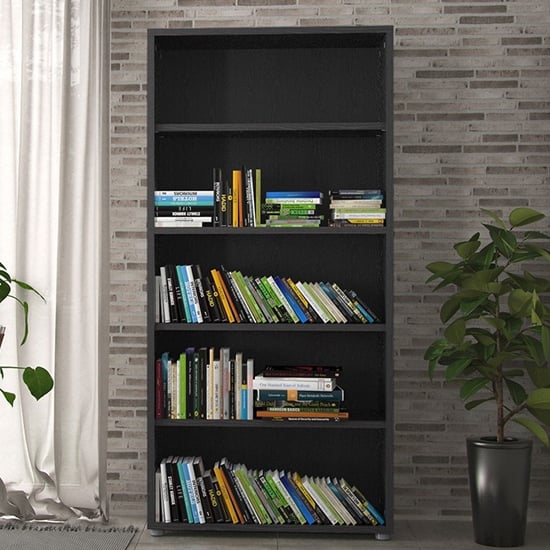 Product photograph of Prax Wooden 4 Shelves Home And Office Bookcase In Black from Furniture in Fashion