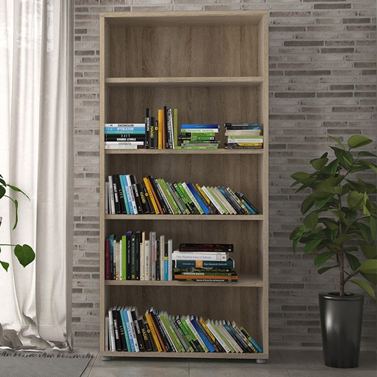 Prax Wooden 4 Shelves Home And Office Bookcase In Oak