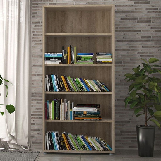 Product photograph of Prax Wooden 4 Shelves Home And Office Bookcase In Oak from Furniture in Fashion