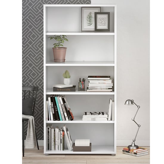 Photo of Prax wooden 4 shelves home and office bookcase in white