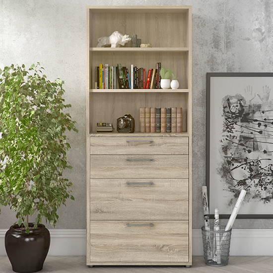 Read more about Prax 5 shelves 2 drawers office storage cabinet in oak