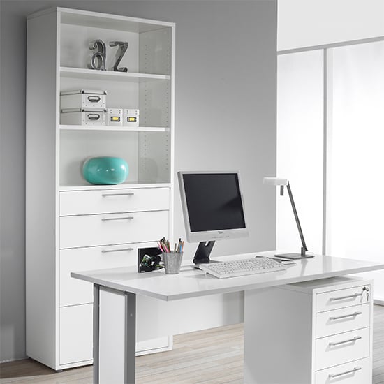 Prax 5 Shelves 2 Drawers Office Storage Cabinet In White_7