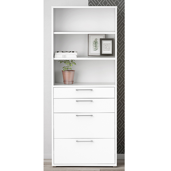 Photo of Prax 5 shelves 2 drawers office storage cabinet in white