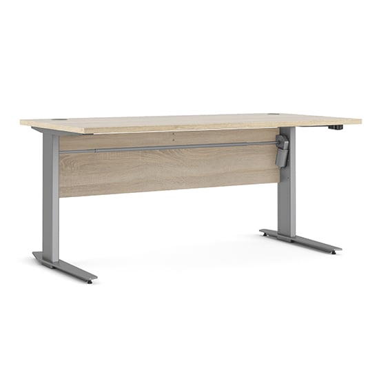 Read more about Prax electric 150cm computer desk in oak with silver grey legs