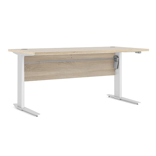 Product photograph of Prax Electric 150cm Computer Desk In Oak With White Legs from Furniture in Fashion