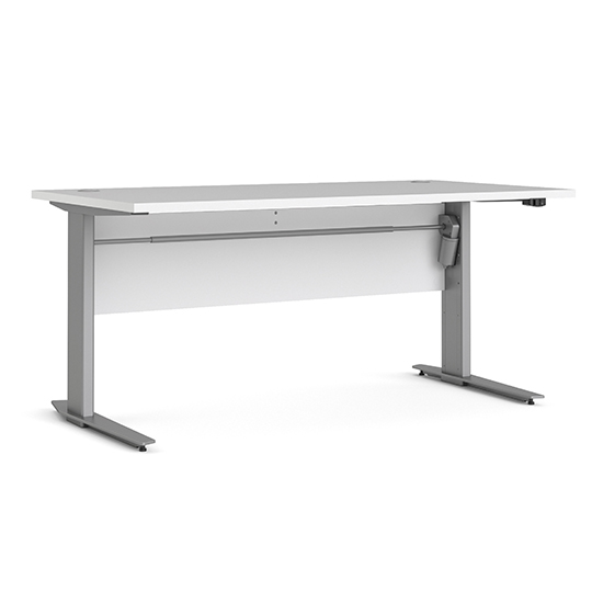Prax Electric 150cm Computer Desk In White With Silver Grey Legs