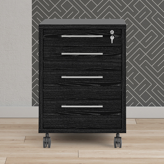 Read more about Prax mobile office pedestal in black with 4 drawers