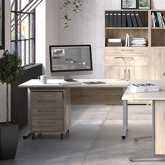 Prax Mobile Office Pedestal In Oak With 4 Drawers_8