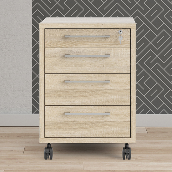 Photo of Prax mobile office pedestal in oak with 4 drawers