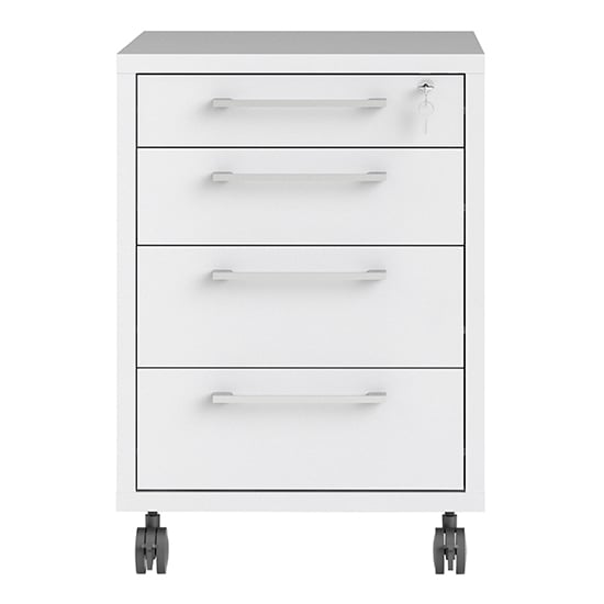 Prax Mobile Office Pedestal In White With 4 Drawers_3