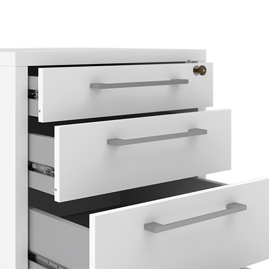 Prax Mobile Office Pedestal In White With 4 Drawers