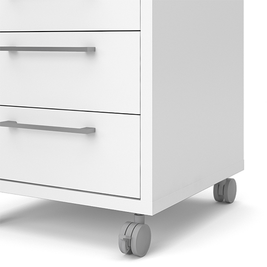 Prax Mobile Office Pedestal In White With 4 Drawers