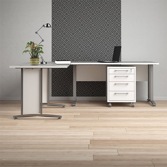 Prax Mobile Office Pedestal In White With 4 Drawers_10