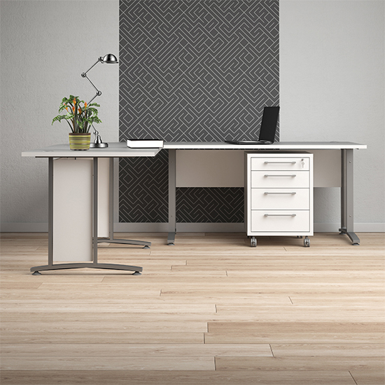 Prax Mobile Office Pedestal In White With 4 Drawers