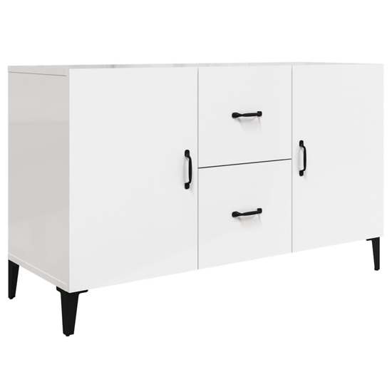 Precia High Gloss Sideboard With 2 Door 2 Drawer In White_3