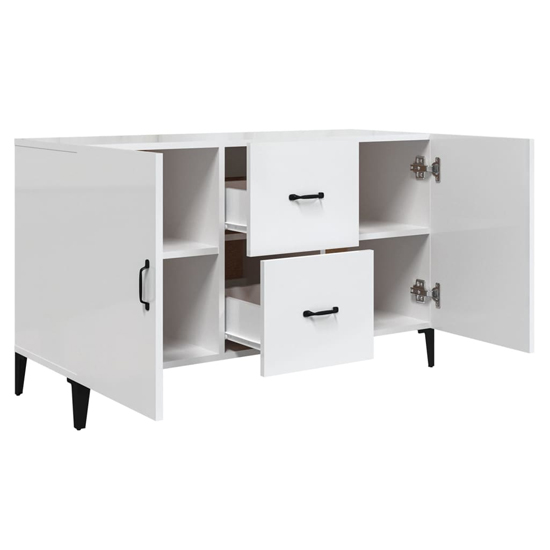Precia High Gloss Sideboard With 2 Door 2 Drawer In White_5
