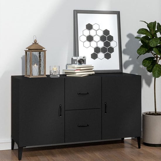 Product photograph of Precia Wooden Sideboard With 2 Door 2 Drawer In Black from Furniture in Fashion