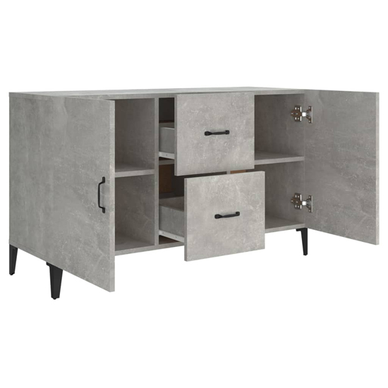 Precia Wooden Sideboard With 2 Door 2 Drawer In Concrete Effect