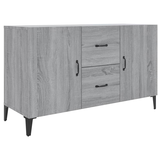 Precia Wooden Sideboard With 2 Door 2 Drawer In Grey Sonoma Oak