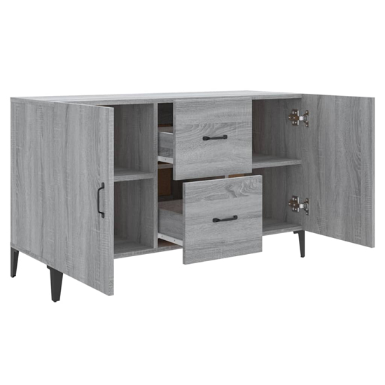 Precia Wooden Sideboard With 2 Door 2 Drawer In Grey Sonoma Oak