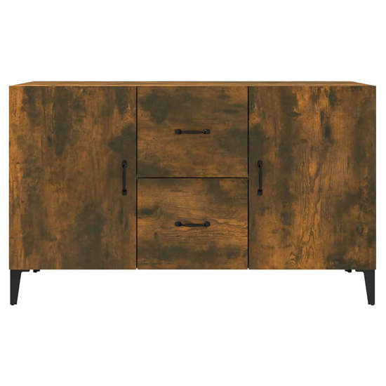 Precia Wooden Sideboard With 2 Door 2 Drawer In Smoked Oak