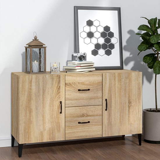 precia wooden sideboard with 2 door 2 drawer in sonoma oak