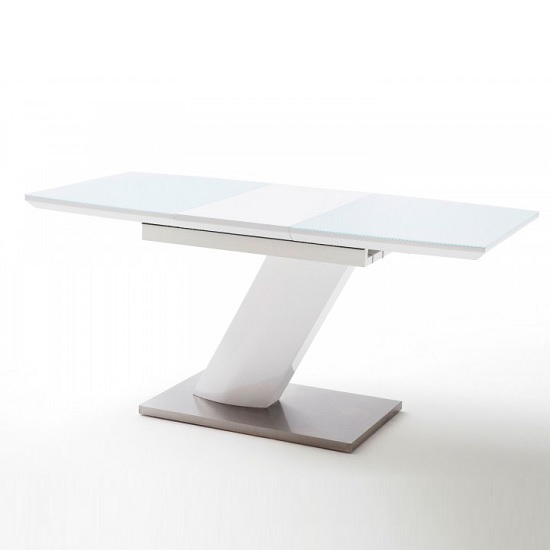 Read more about Preda small extendable glass dining table in white high gloss