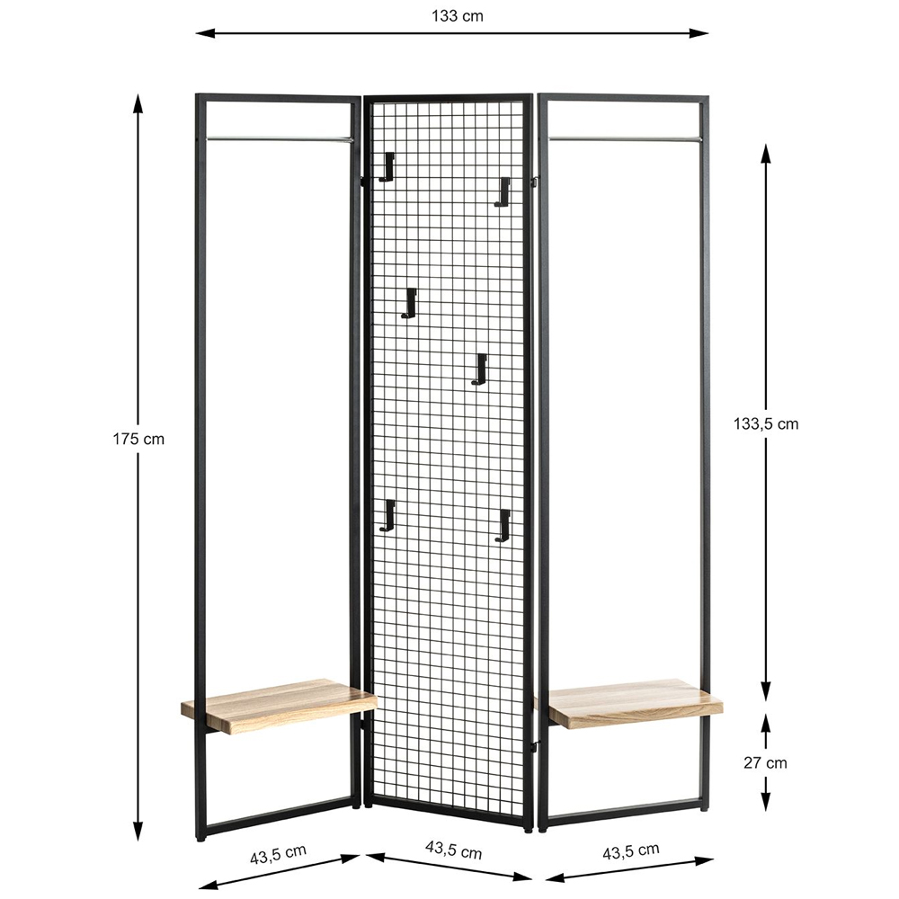 Prescott Metal Coat Stand In Reggio Oak And Black