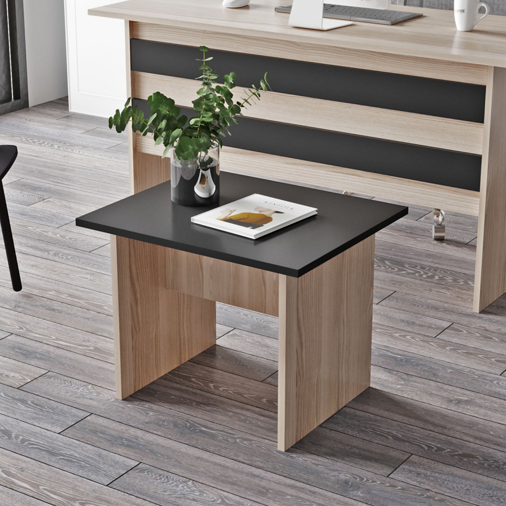 Prescott Wooden Computer Desk with Coffee Table Set in Oak and Black