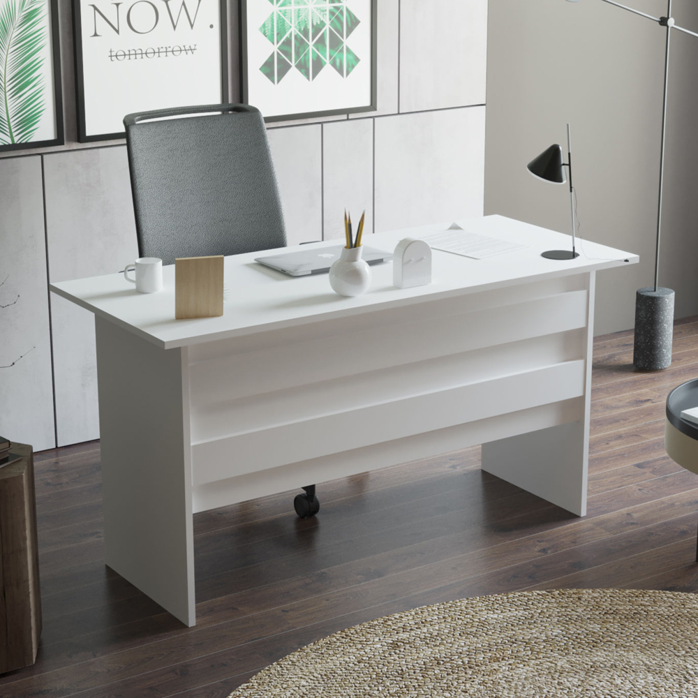 Prescott Wooden Computer Desk with Coffee Table Set in White