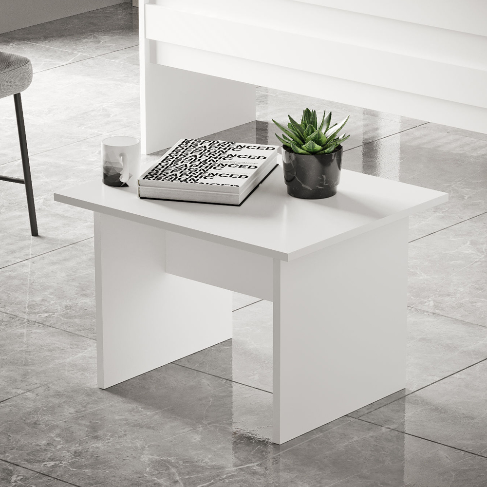 Prescott Wooden Computer Desk with Coffee Table Set in White