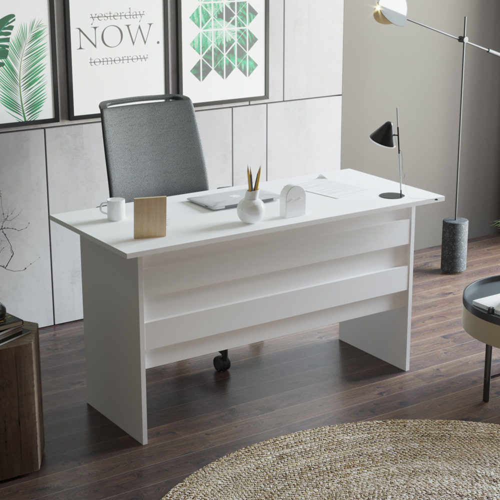 Prescott Wooden Corner Computer Desk with Coffee Table Set in White
