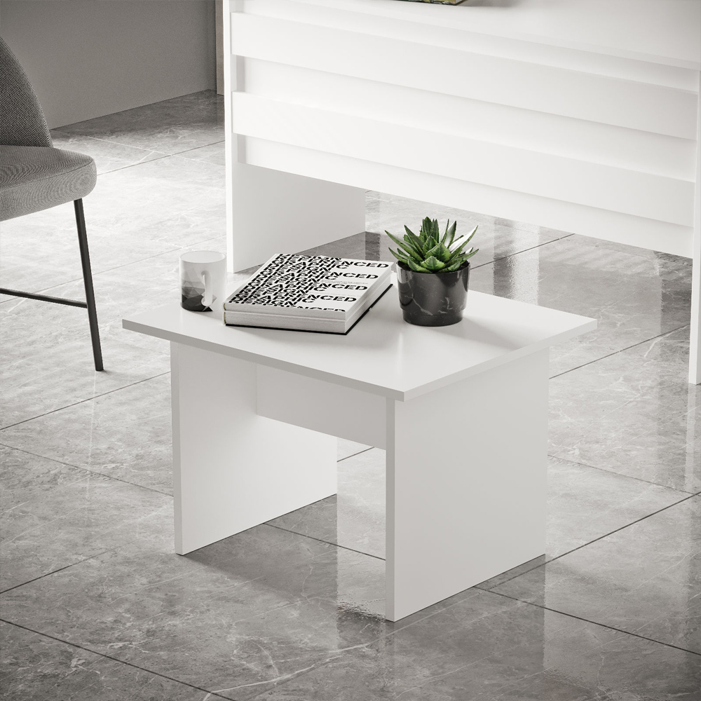 Prescott Wooden Corner Computer Desk with Coffee Table Set in White