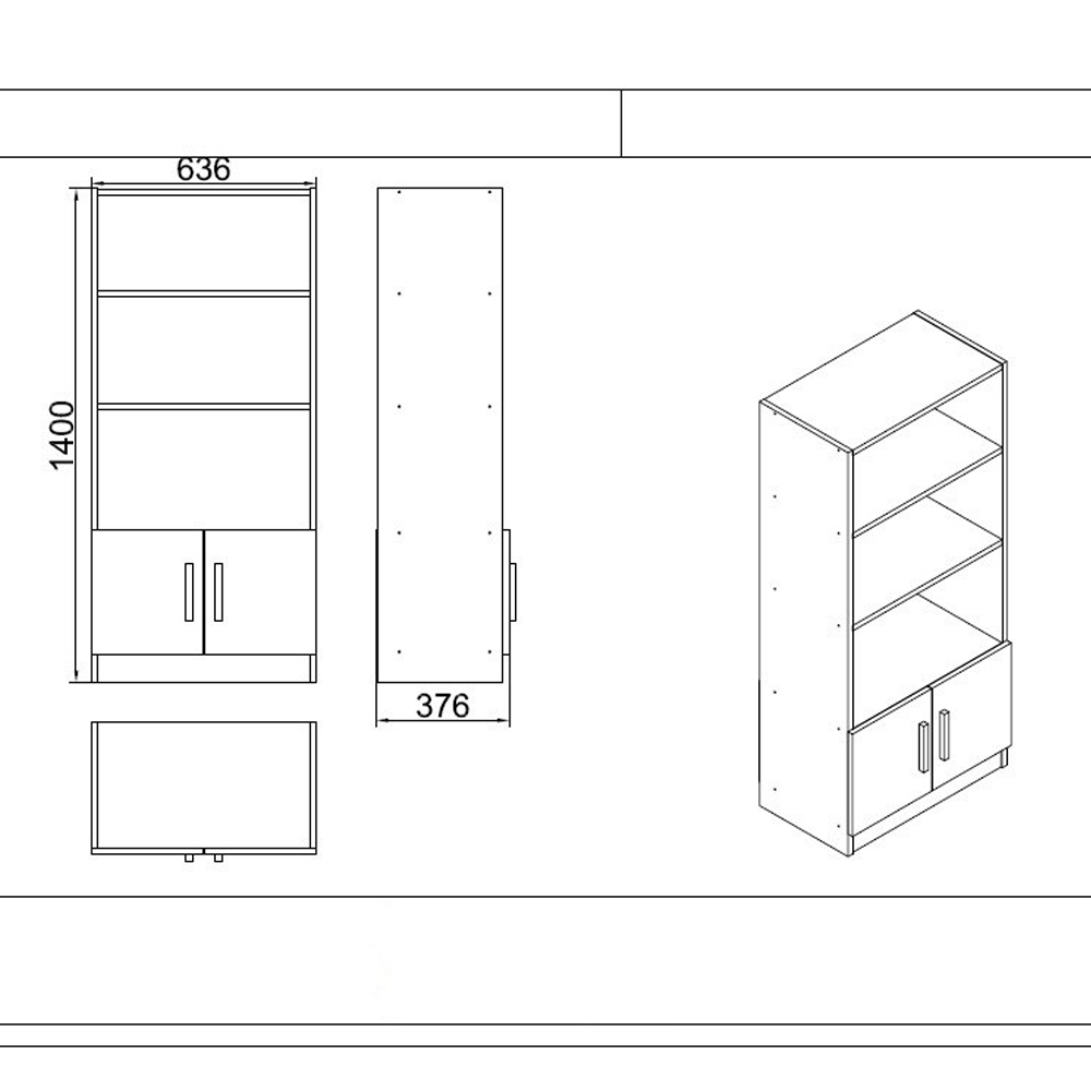 Prescott Wooden Corner Executive Office Furniture Set with 7 Door Storage Unit in White