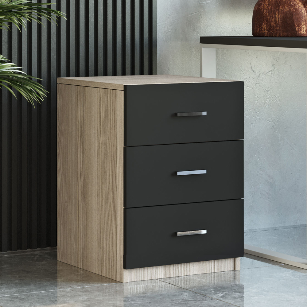 Prescott Wooden Corner Executive Office Furniture Set with Bookcase in Oak and Black