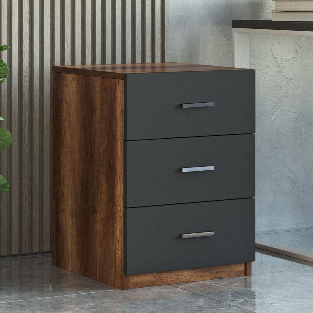 Prescott Wooden Corner Executive Office Furniture Set with Bookcase in Walnut and Anthracite