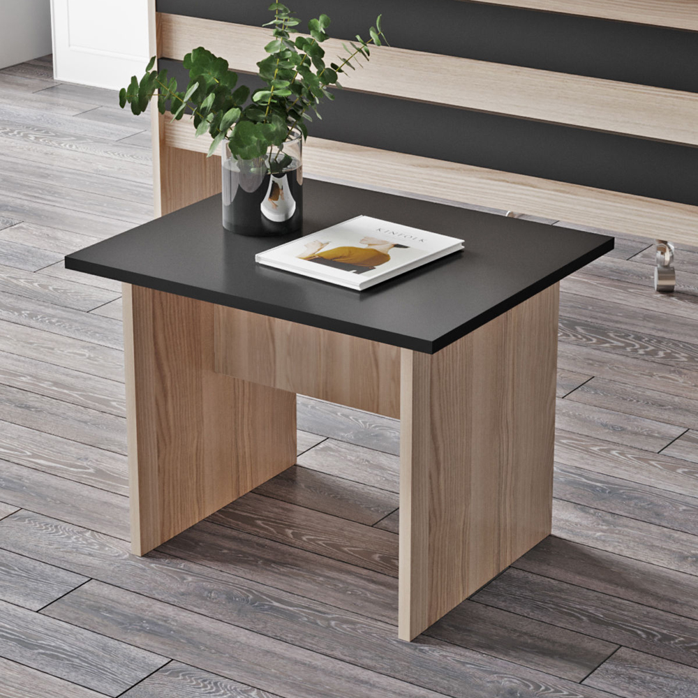 Prescott Wooden Corner Executive Office Furniture Set in Oak and Black