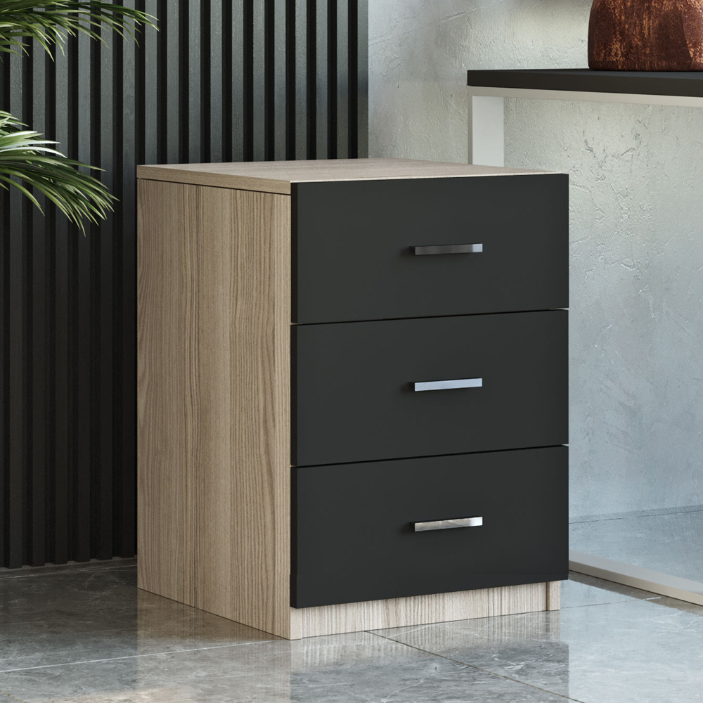 Prescott Wooden Corner Executive Office Furniture Set in Oak and Black