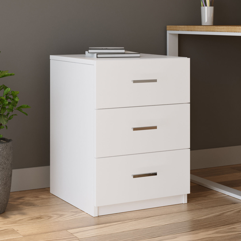 Prescott Wooden Corner Executive Office Furniture Set with Storage Cabinet in White