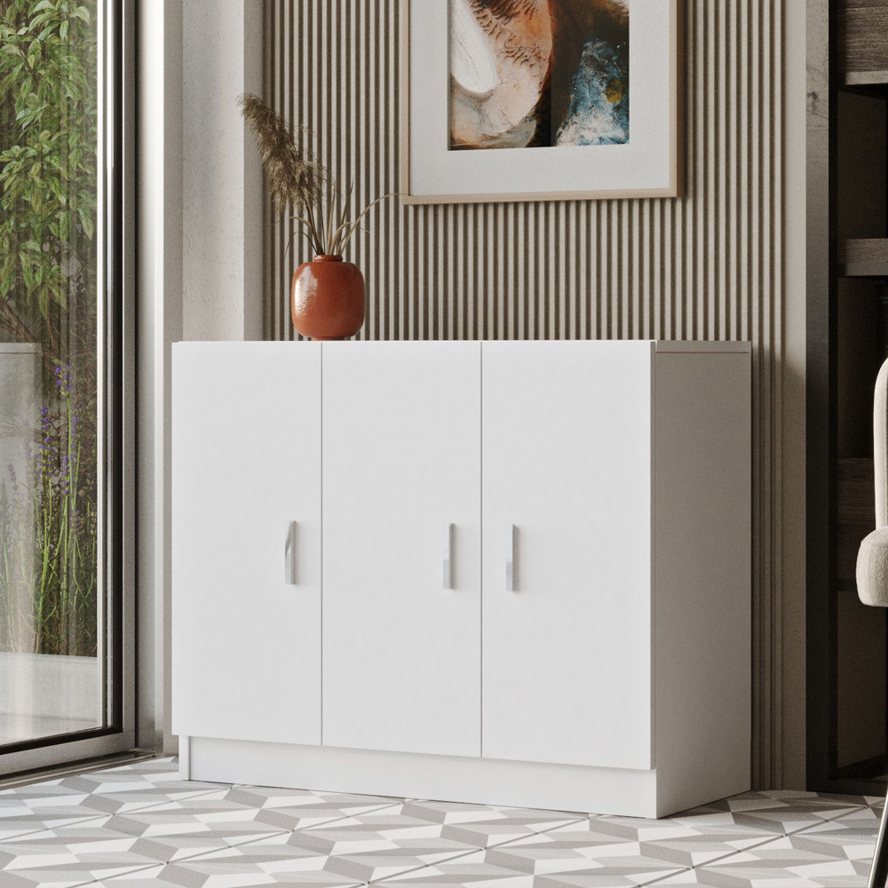 Prescott Wooden Corner Executive Office Furniture Set with Storage Cabinet in White