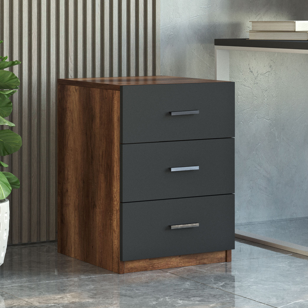 Prescott Wooden Corner Executive Office Furniture Set in Walnut and Anthracite