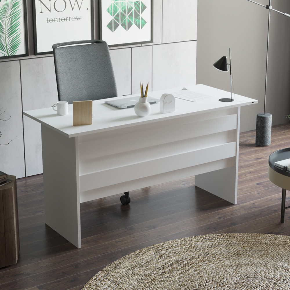 Prescott Wooden Corner Executive Office Furniture Set in White