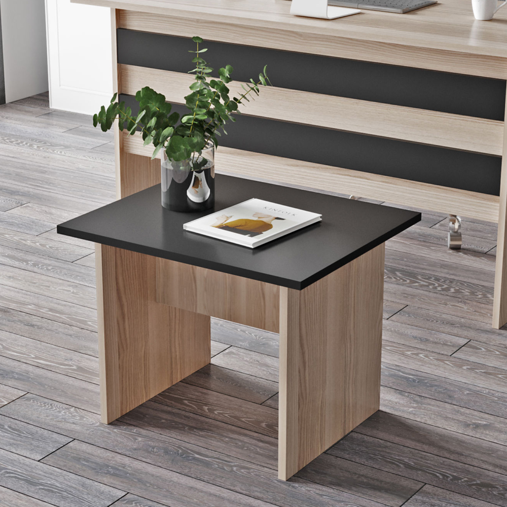 Prescott Wooden Executive Office Furniture Set with Bookcase in Oak and Black