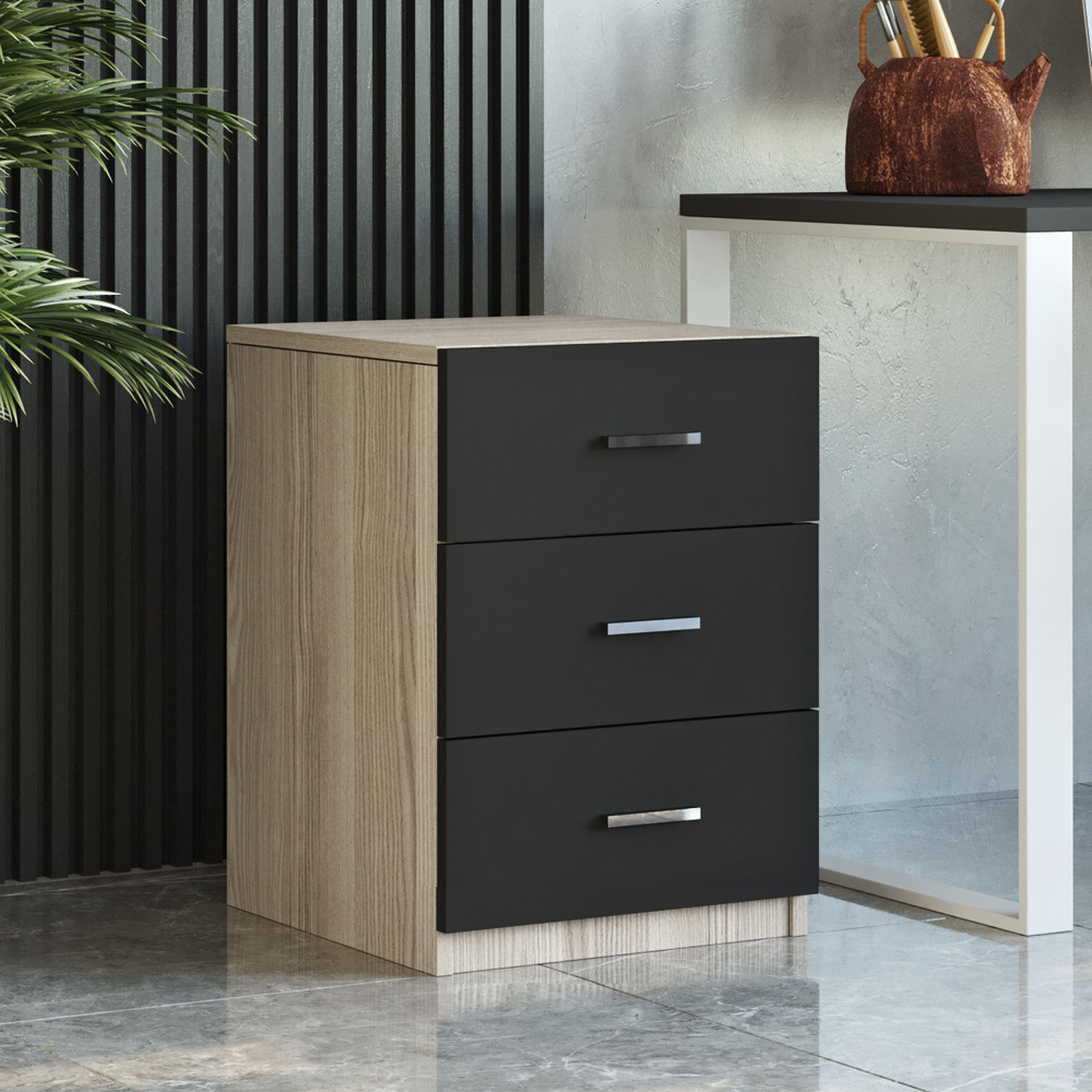 Prescott Wooden Executive Office Furniture Set with Bookcase in Oak and Black