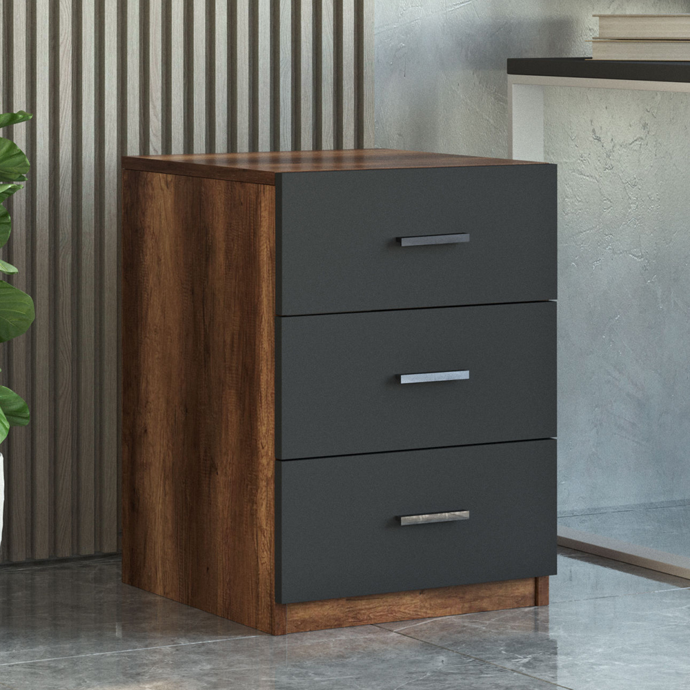 Prescott Wooden Executive Office Furniture Set with Bookcase in Walnut and Anthracite