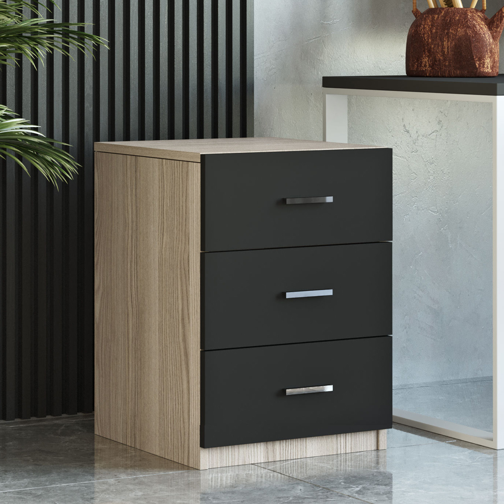 Prescott Wooden Executive Office Furniture Set with Coffee Table in Oak and Black
