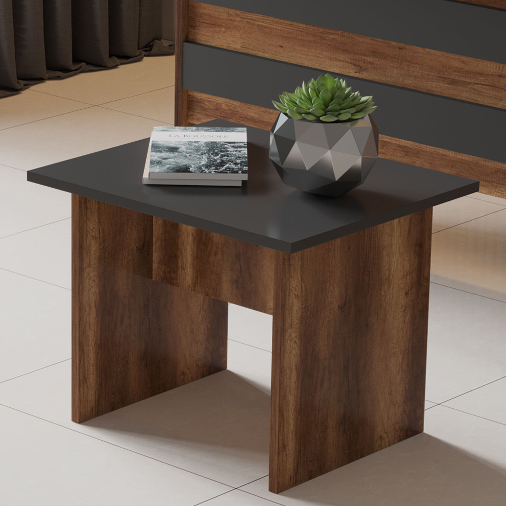 Prescott Wooden Executive Office Furniture Set with Drawer Cabinet in Walnut and Anthracite