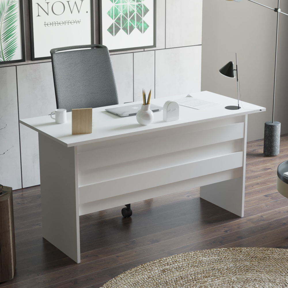 Prescott Wooden Executive Office Furniture Set with Drawer Cabinet in White